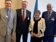 John Walters, Günther Kräuter, Michelle Bachelet and Luis Raúl González Pérez  
