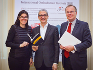 Ombudsman of the Vorarlberg region Florian Bachmayr-Heyda with IOI General Secretary Günther Kräuter and IOI Executive Director Ulrike Grieshofer