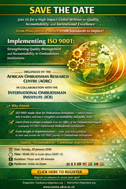 Save the date for the ISO 9001 & Quality in Ombudsman Institutions webinar