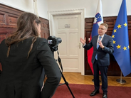 IOI President, Chris Field PSM, at the office of the Minister for Relations between the Republic of Slovenia and the Autochthonous Slovenian National Community in Neighbouring Countries, and between the Republic of Slovenia and Slovenians Abroad