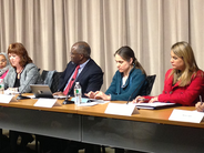 Panellists (from right to left): Renzo Lavin, Rosanna del Pozo Goicochea, Helen Grandvoinnet, Jeff Thwinda, Diane Welborn, Foziya Amin and Tom Pengram