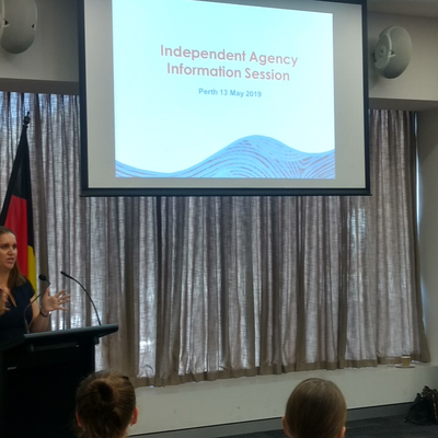 Principal Aboriginal Liaison Officer, Alison Gibson, presents at the Independent Agency Information Session