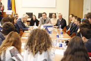 Students discussing human rights