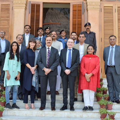 The travelling delegation and Mohatta Palace Museum guides