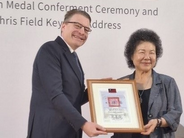 IOI President Chris Field PSM being awarded the First Grade Medal by Control Yuan President Chen Chu