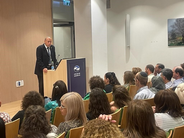 Ombudsman Englman addresses participants of the symposium on persons with disability