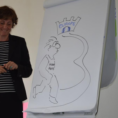 Cartoon Human rights on the run