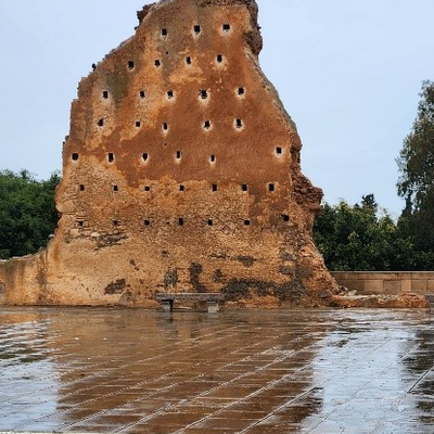 Grounds of the Royal Mausoleum of King Mohammed V and Hassan Tower in Rabat, Morocco.
