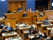 Chancellor of Justice, Ülle Madise speaks at Parliament