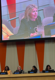 Nadine Mailloux, Presidenta del IIO, interviene en el panel de alto nivel