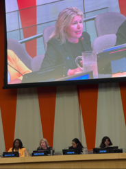 IOI President Nadine Mailloux speaking at the high-level panel