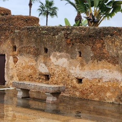 Grounds of the Royal Mausoleum of King Mohammed V and Hassan Tower in Rabat, Morocco.