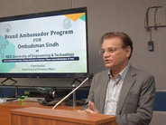 Ombudsman Sindh addressing students at the NED University