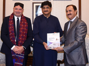 Mr. Ajaz Ali Khan, Ombudsman Sindh, presenting the Annual Report of 2022 to Syed Murad Ali Shah, Chief Minister Sindh