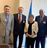 John Walters, Günther Kräuter, Michelle Bachelet and Luis Raúl González Pérez