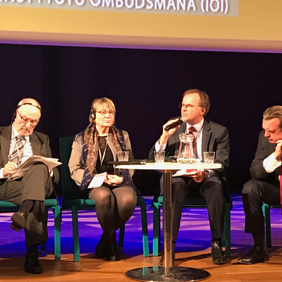 Panel discussion with IOI Europe president Rafael Ribo, Czech Ombudswoman Anna Šabatová, IOI Secretary General Günther Kräuter and Dutch Ombudsman Reinier van Zutphen (from left to right)