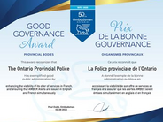Good Governance Award given to selected organizations in 3 areas of the Ombudsman's mandate
