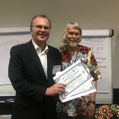 Ombudsman Günther Kräuter with trainer Prof David McQuoid-Mason