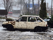 Destroyed car in the city of Irpin