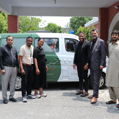 Participants from the International Internship Programme 2026 Batch III visit the Regional Office Sargodha to experience the Awami Khidmat Programme Van Outreach