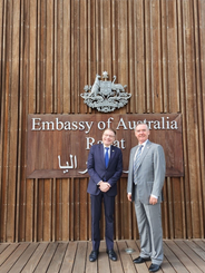 President Field with Australian Ambassador to  Morocco, His Excellency Michael Cutts, at the Australian  Embassy in Rabat.