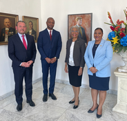 Reinier van Zutphen, Keursly Concincion, Lucille George-Wout (Governer of Curacao), Gwendolien E. Mossel (L to R)
