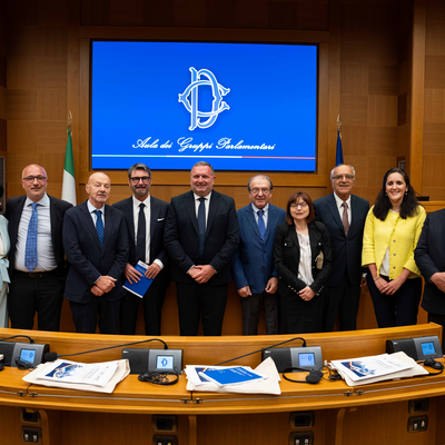 El Defensor del Pueblo Marino Fardelli junto con otros defensoras y defensores del pueblo regionales italianos