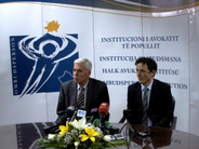 Handing over procedure between former Ombudsman Kurteshi (left) and newly elected Ombudsman Jashari (right)