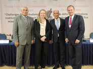 IOI President Walters, Belgian Ombudsman De Bruecker, Albanian People's Advocate Totozani and IOI Secretary General Kräuter at the Tirana Conference
