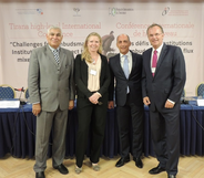 IOI President Walters, Belgian Ombudsman De Bruecker, Albanian People's Advocate Totozani and IOI Secretary General Kräuter at the Tirana Conference