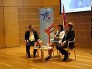 Left to right: Ombudsman of Thailand, Songsak Saicheua; Acting Deputy Head of Mission, Jane Racancoj; and IOI President, Chris Field PSM.