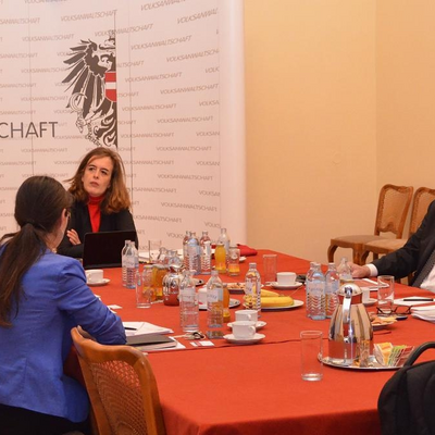 The representatives of the Federal Ombudsman of Belgium with Heinz Patzelt, member of the Human Rights Advisory Council