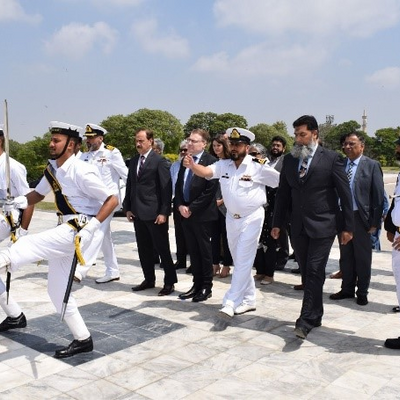 President Field and Provincial Ombudsman Sindh, Ajaz Ali Khan, under full ceremonial Naval Guard